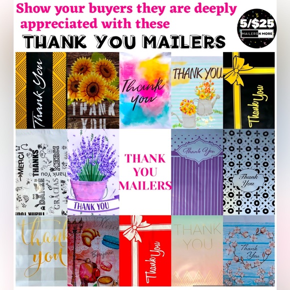 10x13 Thank You Variety Mailer Shipping Bag envelope for clothes leggings tshirt - Picture 1 of 1